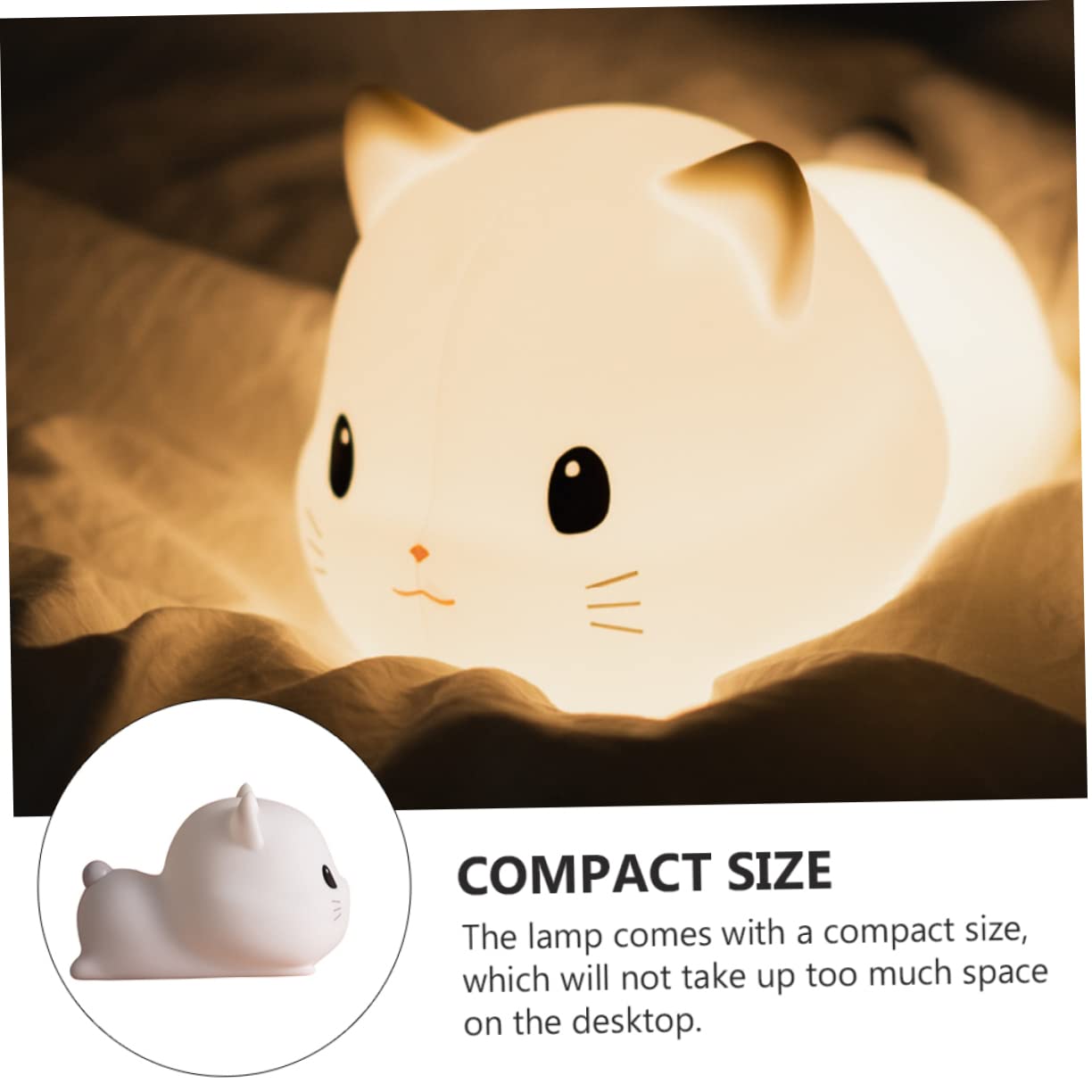 Gadpiparty Lámpara de Noche Forma de Gato de Silicona USB Color Claro