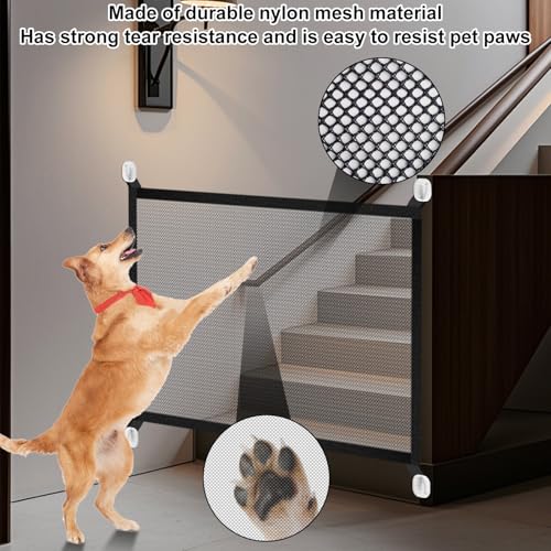 2 Stück Türschutzgitter Ohne Bohren, 110x72CM Treppenschutzgitter Ausziehbar, Türgitter Hunde, Schutzgitter Treppe Mit 8 Klebehaken Haustiere Kinderschutzgitter für Innen- Außenbereich Außenbereich