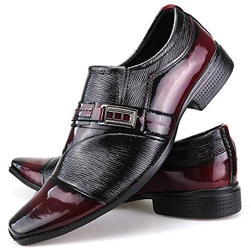 Sapato Social Neway Masculino Vinho com Relógio