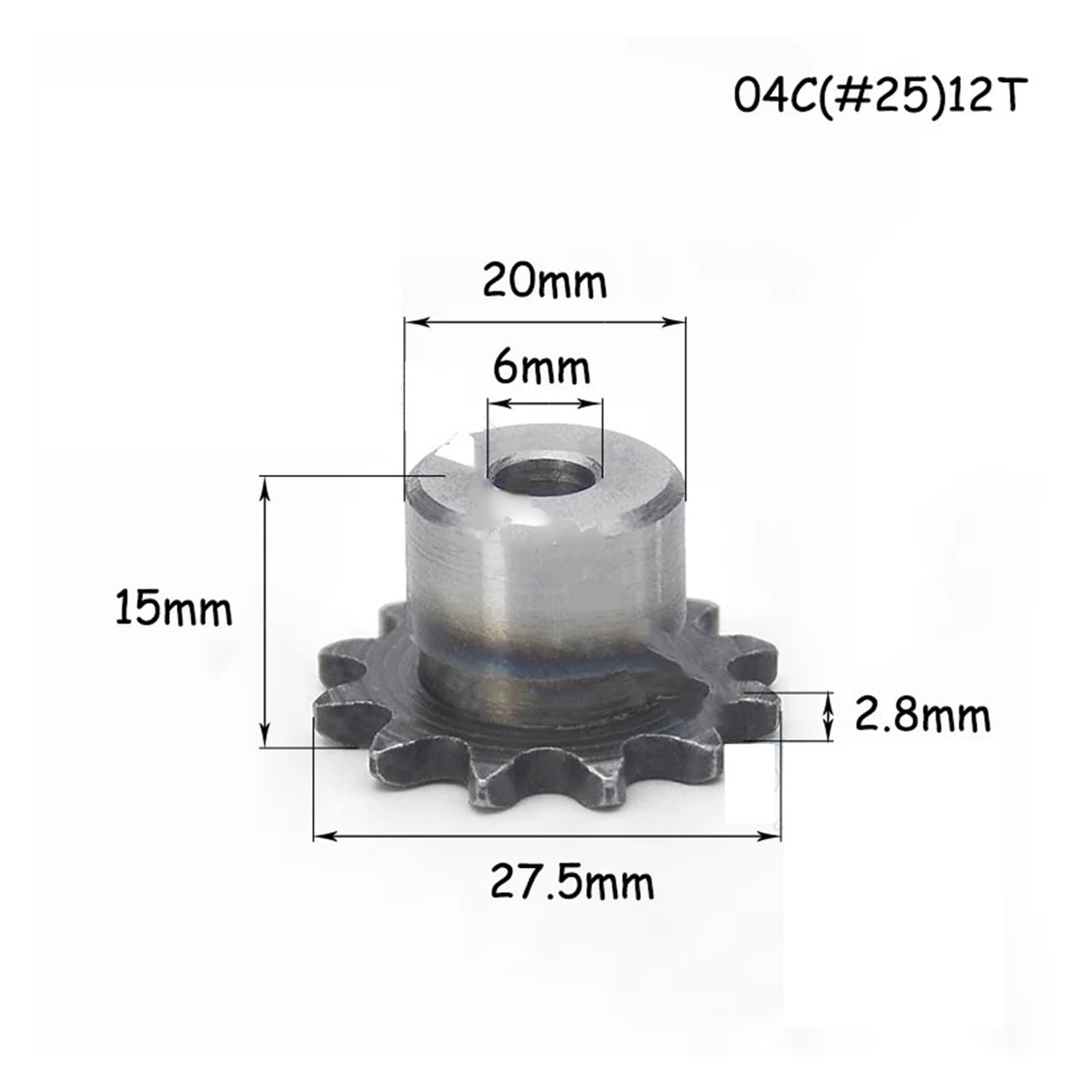Bevel Gear Pinion Hardware Mechanical 9T-24T 04C #25 Sprockets for Roller Chain 9 10 11 12 13 14 15 16 17 18 19 20 21 22 23 24 Tooth 45# Steel Gear(19 Tooth)