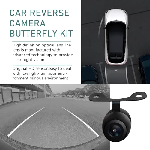 Image of Downhill Car Reversing Camera, IP68 Waterproof HD Night Vision CCD Rear View Camera with Bracket Wire Harness, 170 Degree Wide-Angle Dynamic Path Guide Line Camera, Universal for Most Cars (Black)