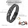 murtoo Personalized Bracelet for Men Leather Bracelet Black Name/Date Engraved Stainless Steel Magnetic Clasp Personalized Gift for Men Father Husband Boyfriend (3 Rings) #5