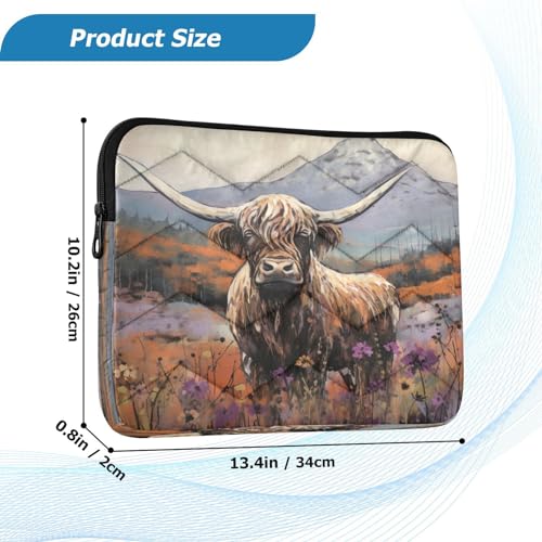 Funda para portátil 13-14 pulgadas con diseño vaca Highland miniatura 3
