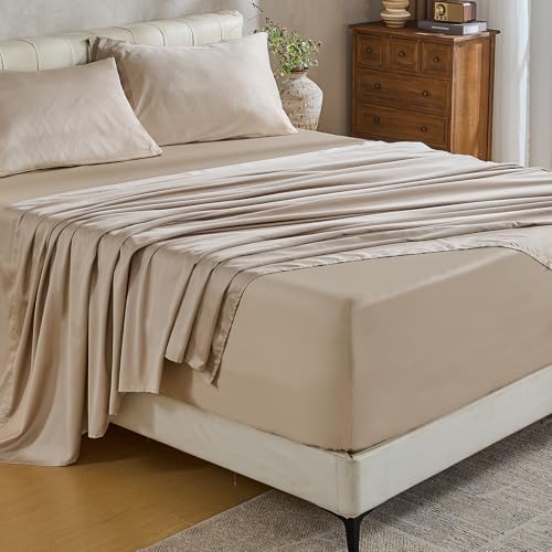 Image of MEISHANG 1000TC Egyptian Cotton Sheets King, 18-24 inch Extra Deep Pocket | 1000TC Egyptian Cotton Sheets, Sateen Weave, Ultra Soft & Breathable, OEKO-TEX Certified