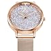 Alienwork Reloj Mujer Relojes Acero Inoxidable Oro Rosa Analógicos Cuarzo Blanco Impermeable...