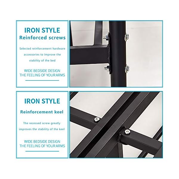 VBARV Simple Solid Double Bed Frame, Stylish Style Metal Bed Frame, with Headboard and Footboard, Premium Steel Slat Support, with Large Storage Space, Easy Assembly, Multiple Size - Image 4