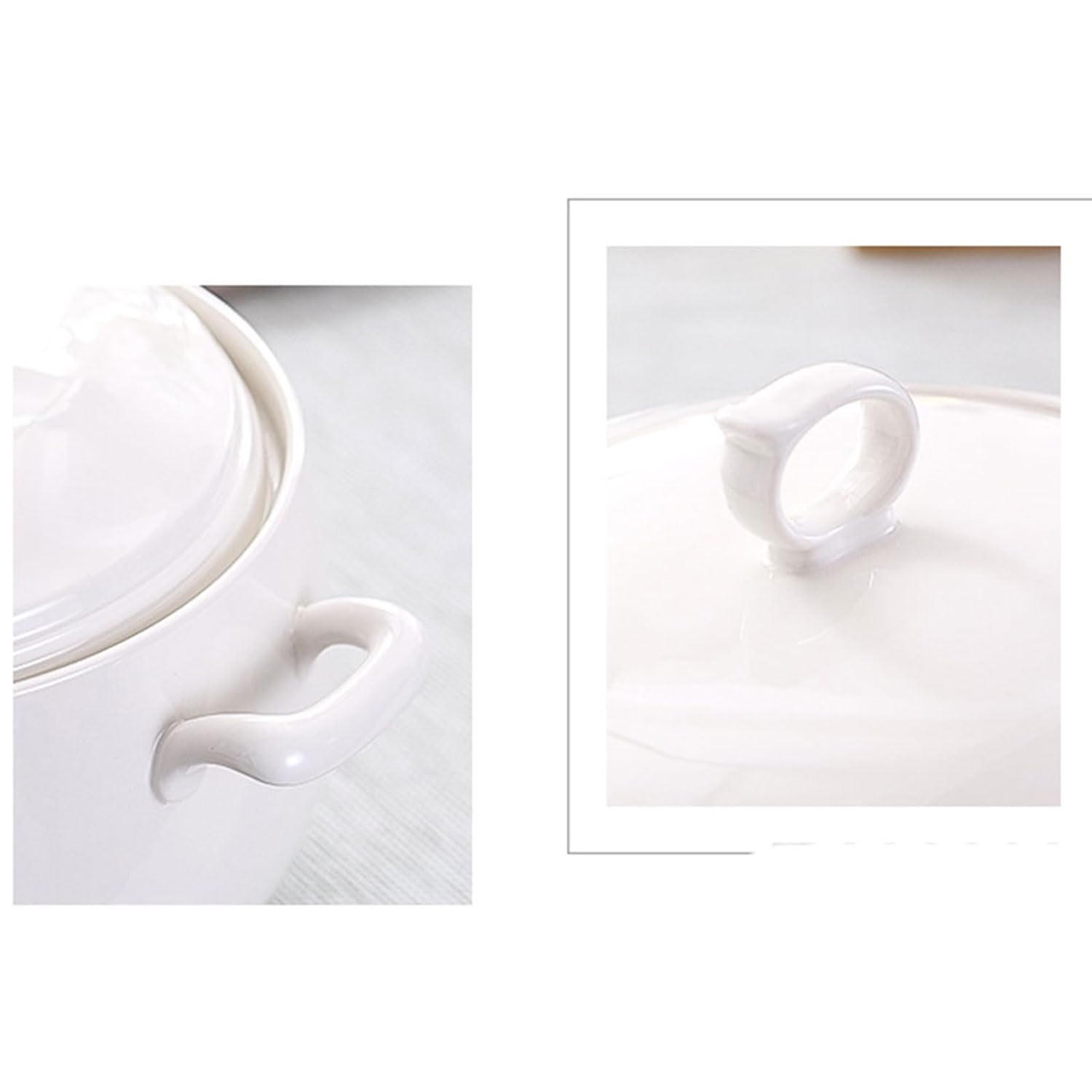 Zuppiera creativa in ceramica con coperchio, capacità 3 litri, doppia maniglia, ciotola decorativa per zuppe, muesli e zuppa di miso