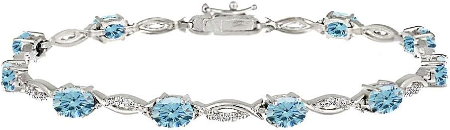 B. BRILLIANT Sterling Silver 6x4mm Oval-Cut Tennis Bracelet Made with European Crystals