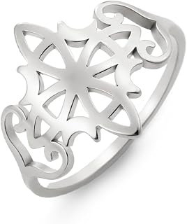 kkjoy Witches Knot Ring Stainless Steel Four Moons Magic Knot Pagan Wiccan Symbol Ring Celtic Knot Witchcraft Amulet for Women Charming Ladies