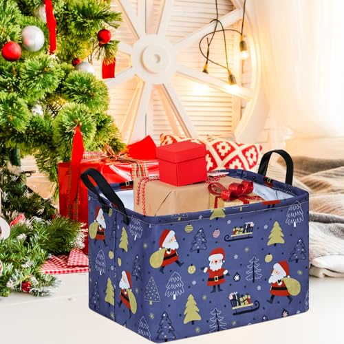 Image of Christmas Gift Basket Shelf Storage Bin for Clothes, Rectangle Storage Box Laundry Hamper with Handles