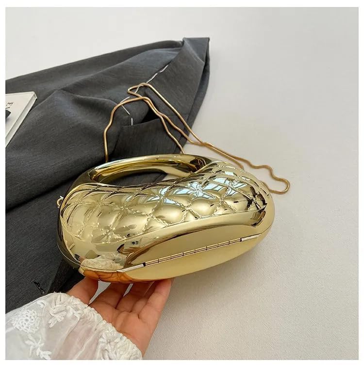 Image of Metallic Acrylic Evening Handbag for Women | Crossbody Sling Bags with Detachable Chain Strap Glossy Stylish Ladies Girls Small Size Cute Party Wedding Bag