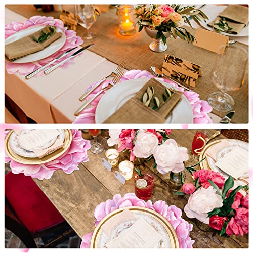 Glenmal 100 Pcs Peony Placemat Pink Floral Place Mats Disposable Summer Flower Paper Decorative Placemat Bulk for Dining Table Mat Tea Party Wedding Kitchen Decor Bridal Baby Shower 13 Inch by Glenmal - Used condition - Image 6