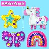 EZCRA Unicorn Sewing Kit for Kids Ages 4-8, 4 Easy Projects, No-Mess Learn-to-Sew Arts & Crafts with Felt Stickers for Beginners