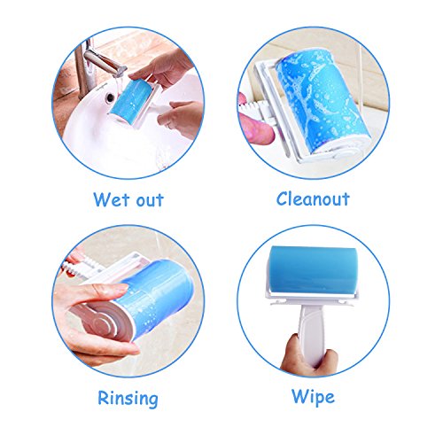 WOWGO 2nd Version Lint Roller, Reusable Washable Pet Hair Remover Lint Roller Cleaner for Clothes, Animal Hairs, Car Seats (2 Large 2 Mini)