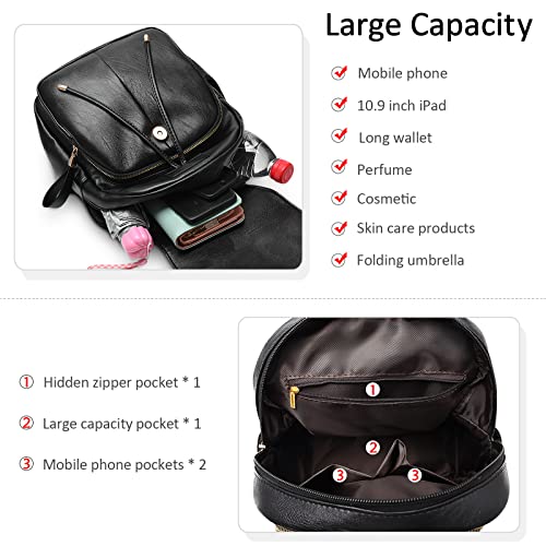 DIRRONA Rucksack Damen Beiläufig Diebstahlschutz Daypack Reise Wasserdicht Rucksack Schule Büro Geschäftsreise PU Leder Mittel Damen Rucksack Weiß – Bild 5