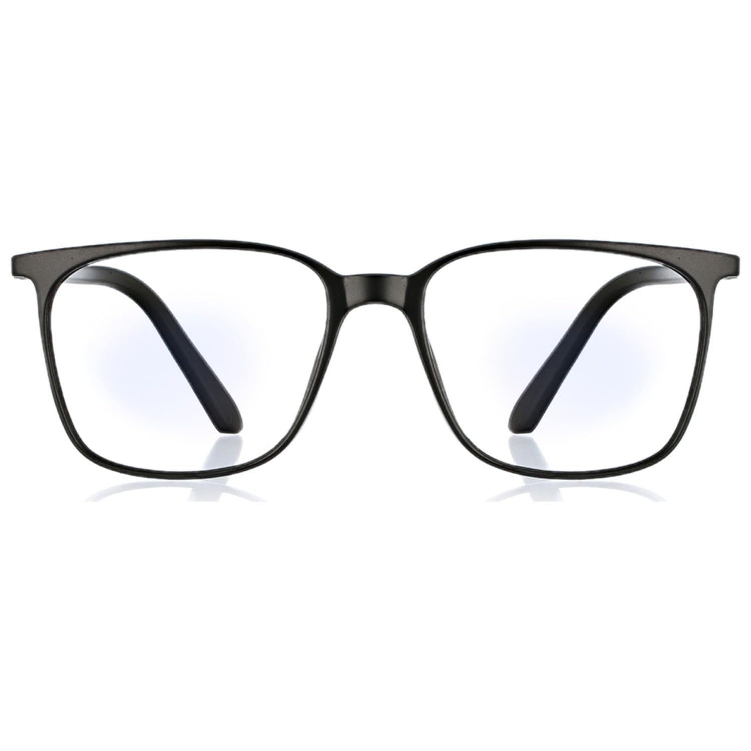 ENRICO Bluno Square Zero Power Computer Glasses for Men | Anti-Glare Blue Light Filter Computer Glasses for Eye Protection from Laptop/Mobile Screen | Blue Cut Reading Glasses for Women (Large)