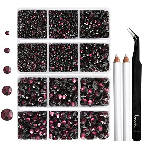 Image of 6736pcs Hotfix Rhinestones Flatback,Purple Rhinestones for Crafts Clothes Mixed 5 Sizes, Hotfix Crystals with Tweezers and Wax Pencil Kit, SS6-SS30,Amethyst