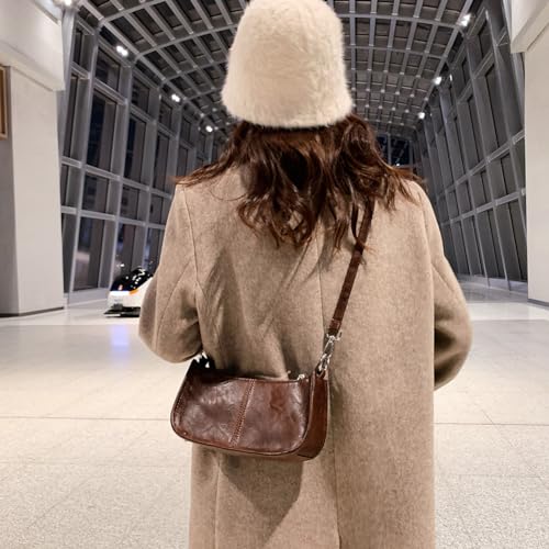 Adjustable Strap Crossbody Sling Bag PU Tote Handbag Women Retro Shoulder Bag Studded Decor Underarm Satchel Bag Girl Stylish3