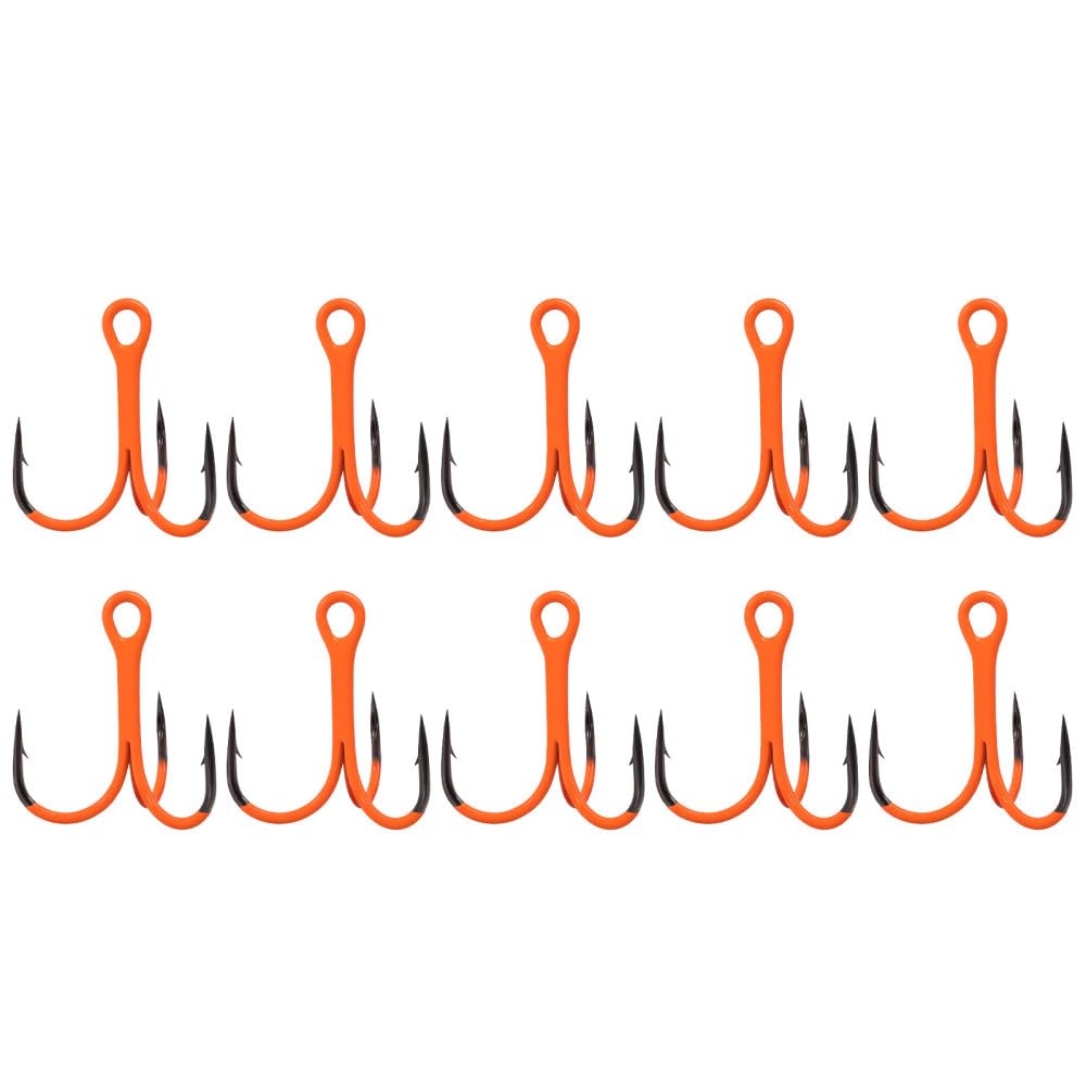 Fishing Treble Hooks, 10PCS High Carbon Steel Fishing Bait with Barbed Design for Freshwater Saltwater