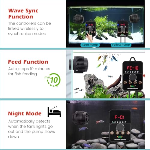 Image of hygger Adjustable Flow Aquarium Wave Maker 24V DC Quiet Magnetic Powerhead Pump with Controller Fish Guard, 1500 GPH Fish Tank Wavemaker for 20-100 Gallon Saltwater Freshwater Aquariums