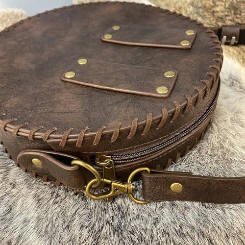 Image of HiiFeuer Viking Embossed Crossbody Bag, Nordic Faux Leather Belt Bag Satchel Bag, Medieval Portable Cosplay Shoulder Bag | Embossed