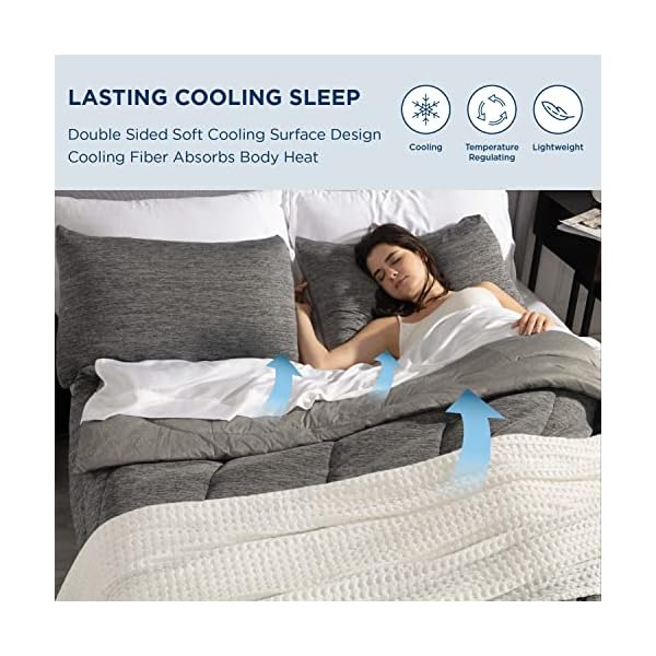 Bedsure Grey Queen Cooling Comforter Set Full Cooling Bedding Sets
