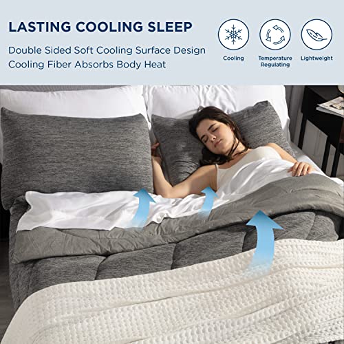 Bedsure Grey Queen Cooling Comforter Set Full Cooling Bedding Sets