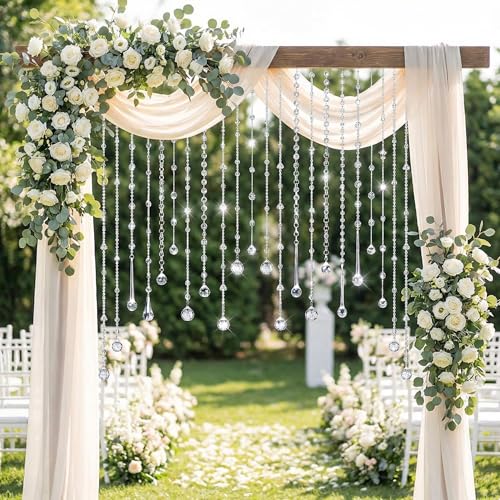 Soulchen 24 Pcs 20 Inch Wedding Icicle Ornament Set Clear Acrylic Extra Large Hanging Crystal Icicle Drop Ornaments for Wedding Party Decor