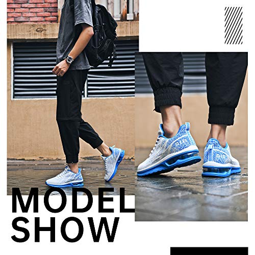 MEHOTO Mens Air Running Sneakers, Men Sport Fitness Gym Jogging Walking Lightweight Shoes, Color Lightblue, Size 10.5
