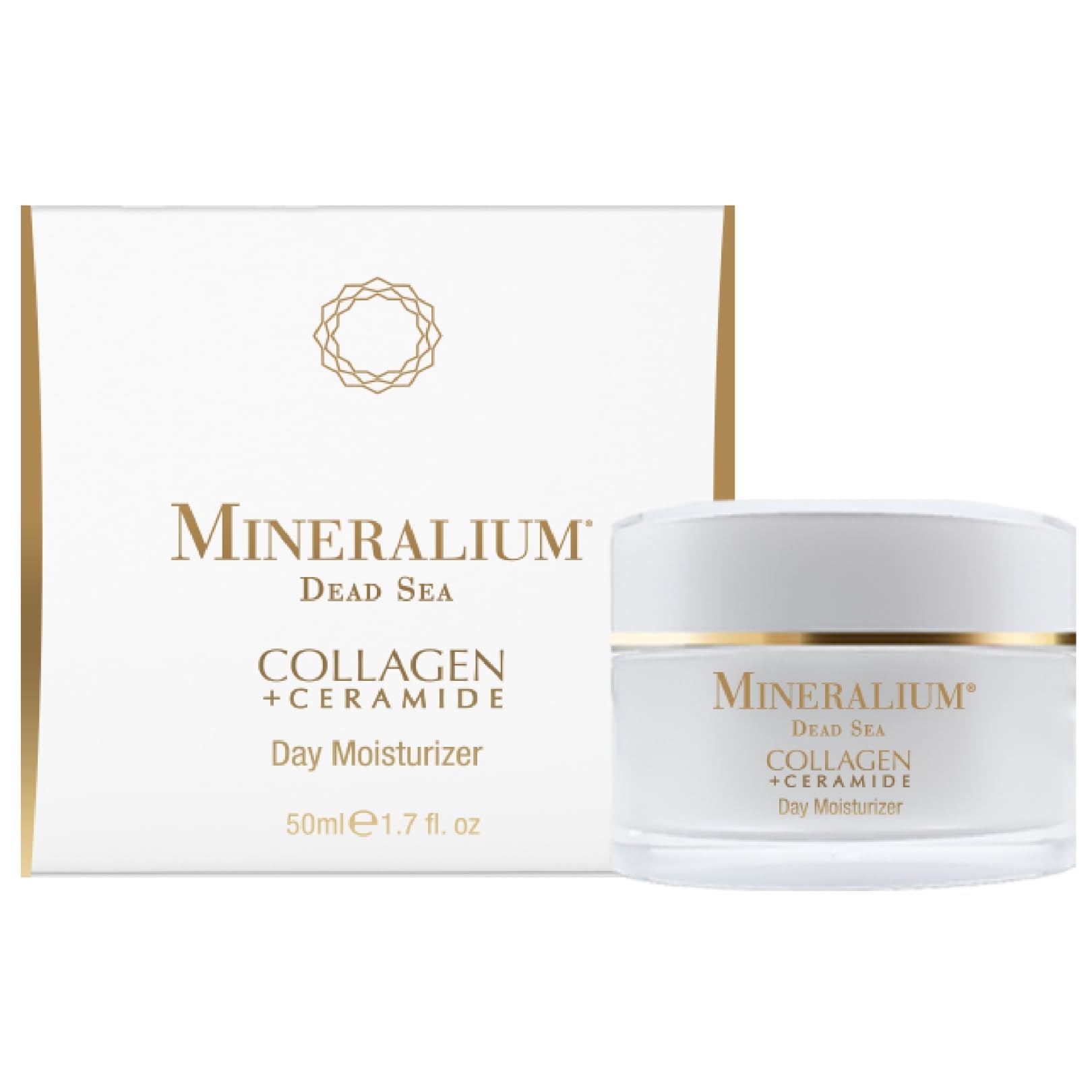 Mineralium, Hydrating Day Cream with Hydrolyzed Collagen & Ceramides, Plumped & Radiant Skin, Vitamin C, Jojoba Oil
