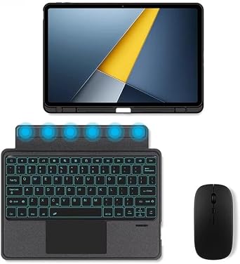Keyboard Case for Xiaomi Poco M1 12.1", X1/7/7 Pro/8/8 Pro 11.2", Portrait/Landscape,Pencil Holder Black,for Xiaomi Pad 7/7 Pro 11.2 inch,Detachable Backlit Trackpad Keyboard+Mouse