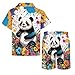 QUPFEOMY Cute Pandas Children's Beach Suit Suitable for Boys And Girls Teen Beach Two Piece Set 13-14T