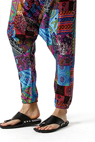 Keputay Men Women Cotton Baggy Hippie Yoga Harem Pants Funky Printed Plus Size Trousers (Medium, Color 4) #TOP4