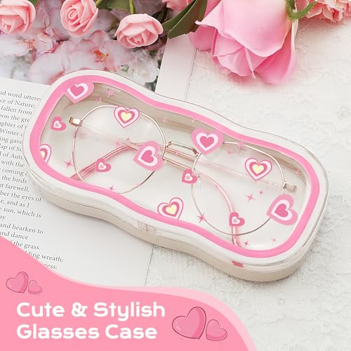 Image of MoKo Glasses Case Hard Shell, Cute Eyeglass Case for Reading Glasses, Clear Eyeglasses Case for Women Girls