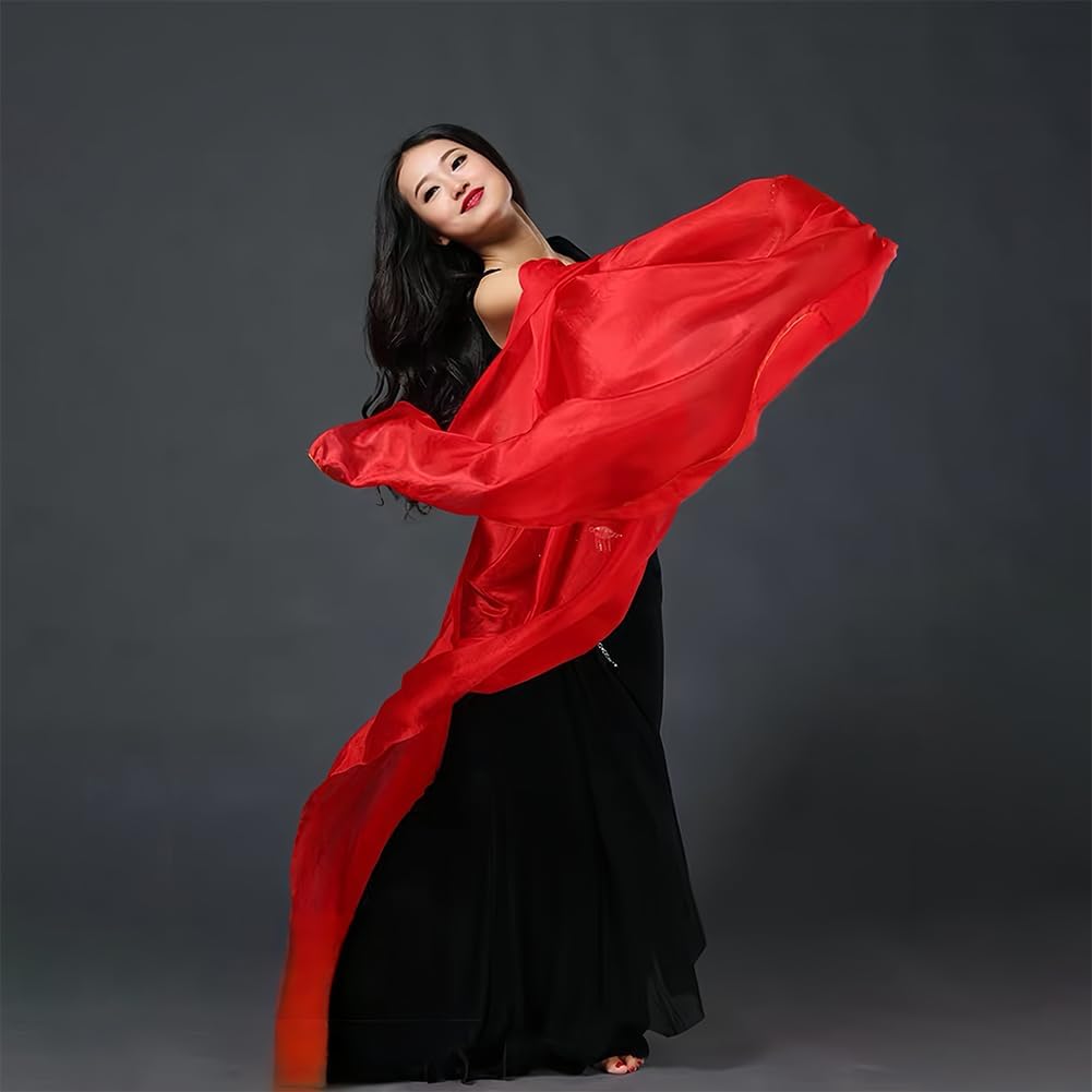 Real Veils Light Silk Belly Dance Hand Veil Silk 250cm* 114cm Adults Stage Performance