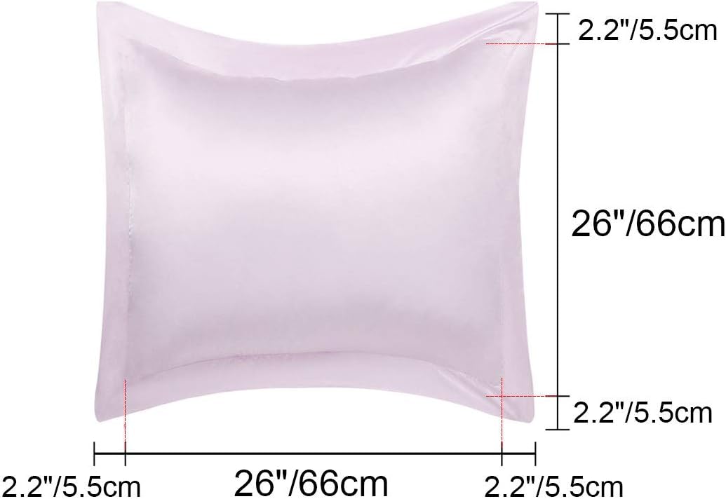 uxcell 2 Pack Satin Pillowcase for Hair and Skin, Euro Sham Pillow Covers Soft Silky Oxford Pillow Cases with Envelope Closure European(26"x26") Lavender Gray