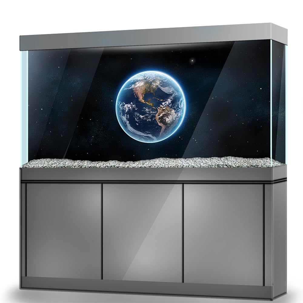 LYYAB Aquarium Background Stickers - Earth Star Planet - Self-Adhesive Fish Tank Reptile Terrarium Decor Poster (120 x 60 cm / (47.2 x 23.6 inches))