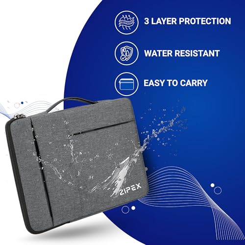 Image of 360 Protective 14 Inch Laptop Sleeve Case for All 13-14 Inch laptops with 2 Front Pockets & Carry Handle | Compatible with 13-14 inch HP, DELL, Asus, Mackbook Devices| Water-Resistant | Grey