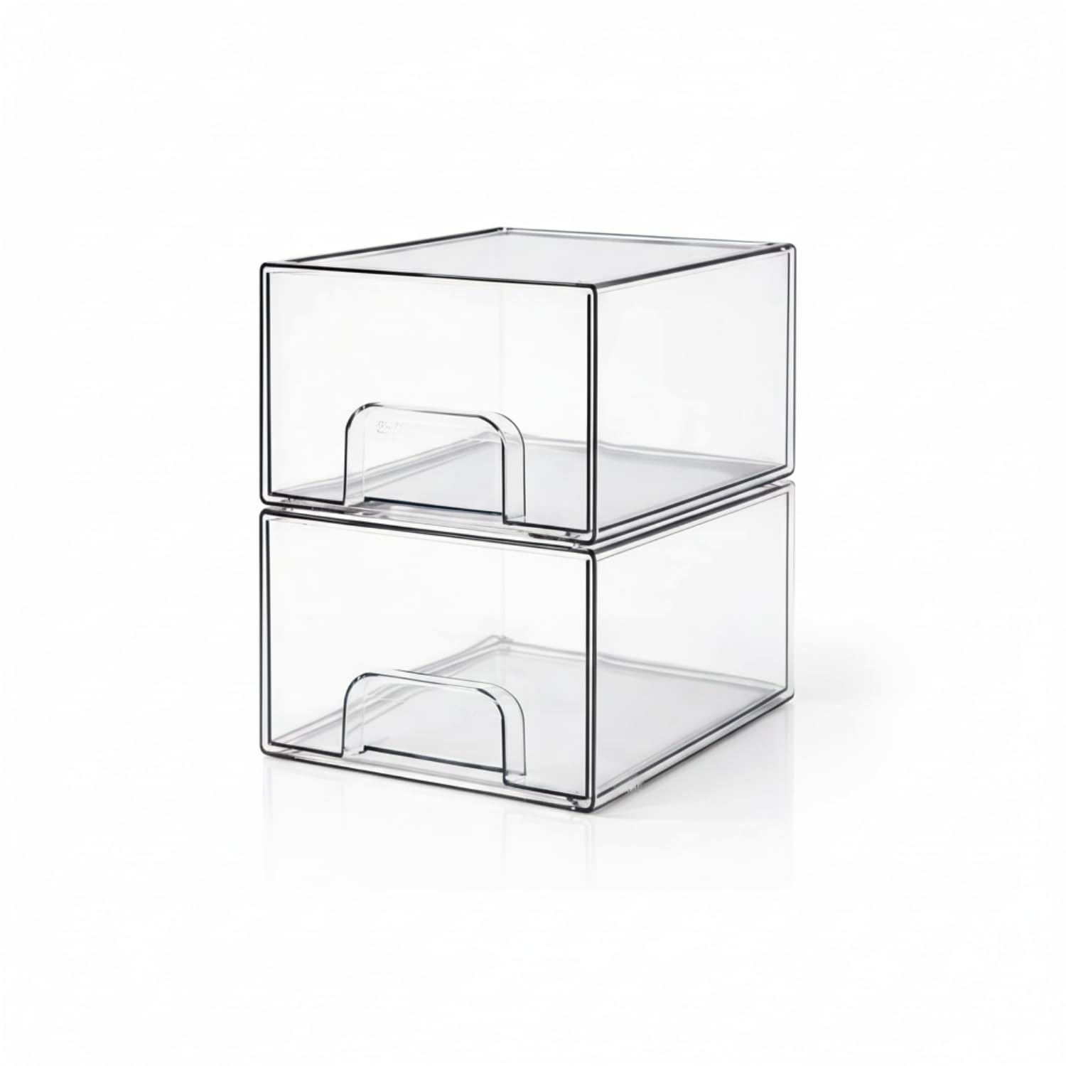 Ecofirst Clear Acrylic Makeup Storage Drawers - Stackable Cosmetic Organiser With Pull Out Drawer For Vanity Bathroom Use - Skincare And Beauty Box For Desktop, Cupboard Or Under Sink (2 Pack)