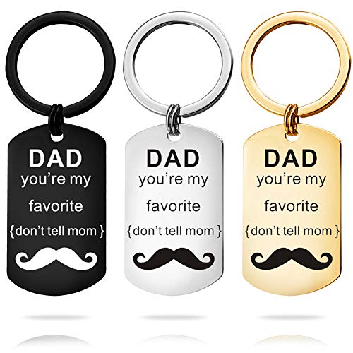 HSUMING del Día De Padres De Regalos para Papá Llaveros con Joyería Tag, Papá Son Mis Favoritas (No Le Diga A Mamá) Llaveros, Cumpleaños Especial, Regalo 3Pcs Cover