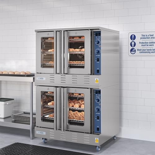 Image of KoolMore 38 in. Full-Size Double Commercial Natural Gas Convection Oven 108,000 BTU With stacking And Casters in Stainless-Steel (KM-DCCO54-NGC)