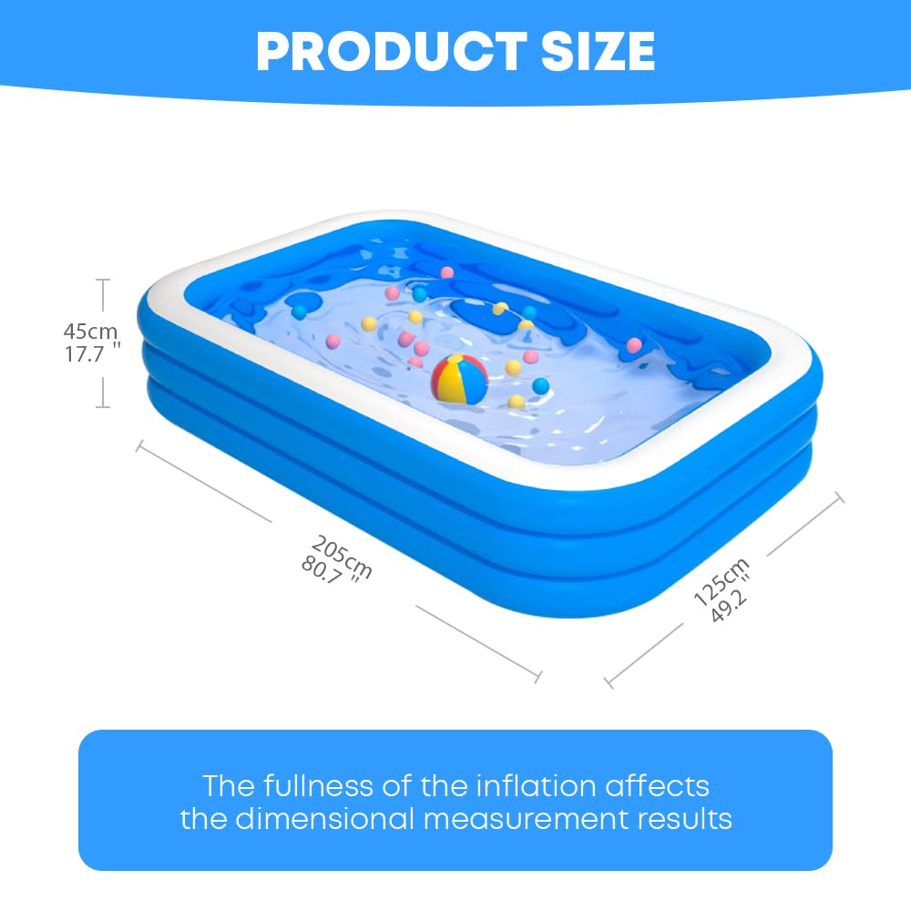 GALAXYER Piscina Hinchable, Piscina Hinchable Familiar de 3 Anillos para niños pequeños y Adultos, Piscina de jardín Exterior Interior, 210 x 135 x 60 cm