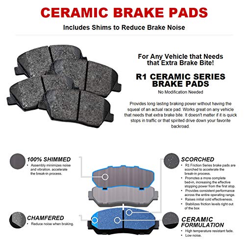 Image of R1 Concepts Front and Rear Brakes and Rotors| Hardware Included| Front and Rear Ceramic Brake Pads and Rotors Kit| Fits 2015-2017 Lexus NX200t; 2018-2021 Lexus NX300; 2015-2021 Lexus NX300h