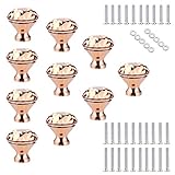 Sumnacon 10 Pcs 1.2Inch Clear Crystal Glass Door Knobs - Diamond Wardrobe Doorknob/Crystal Glass Drawer Knobs/Cabinet Cupboard Handle Pull Knobs/Door Pull Handle with 3 Kinds Screws, Rose Gold