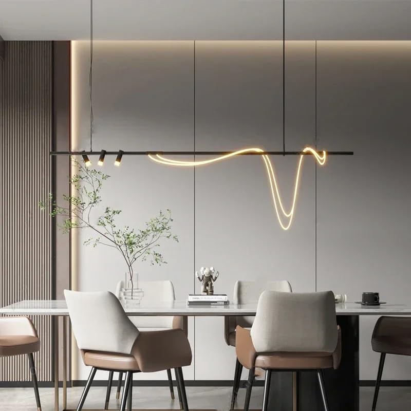 Genérico Luz de techo, Luz minimalista nórdica, arte de lujo, restaurante, creativa, línea curva forma especial, sala exposiciones, lámpara araña suave, luz LED(Cold White,A 200cm)