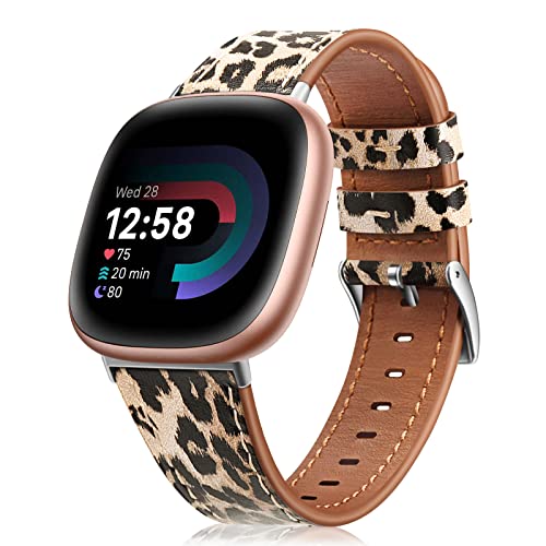 Fintie Bands Compatible with Fitbit Versa 4 3 / Sense 2 1, Genuine Leather Band Replacement...