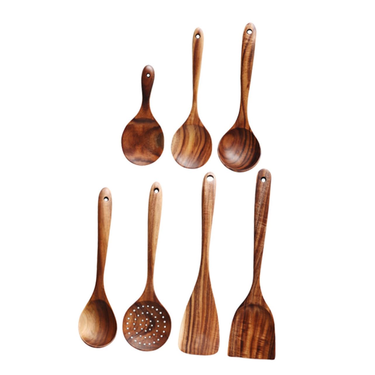 Alipis Set 7 Pezzi Cucchiai Di Legno Piccolo Per Cucina, Palette Da Cucina Compatte in Legno Sicuro Con Bordi Arrotondati, Utensili Casa Portatili Per Barattoli e Uso Quotidiano