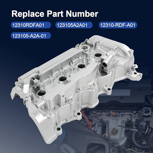Image of Upgraded Aluminum Engine Valve Cover with Gasket Replacement for Honda CR-V 2015 2016 2017 2018 2019 Accord 2013 2014 2015 2016 2017 2.4L Replace 12310-RDF-A01 12310RDFA01 123105-A2A-01 123105A2A01
