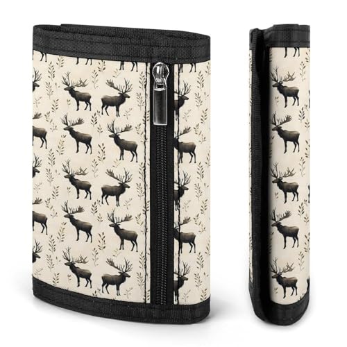 Elk Plant Silhouette Print Wallet for Men, 8 Credit Card Holder Slim Minimalist Front Pocket Small Mens Bifold Wallets2