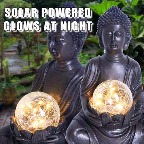 Tolatr Solar Buddha Statue Outdoor Garden Zen Decor Statues Buddha Sculpture for Home Patio, Yard, Garden or Indoor Meditation Spaces 8.9" - Image 3